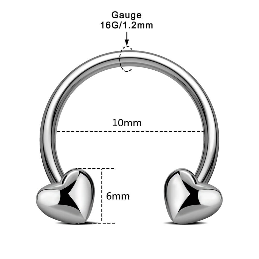 Heart Titanium Horseshoe Circular Barbell