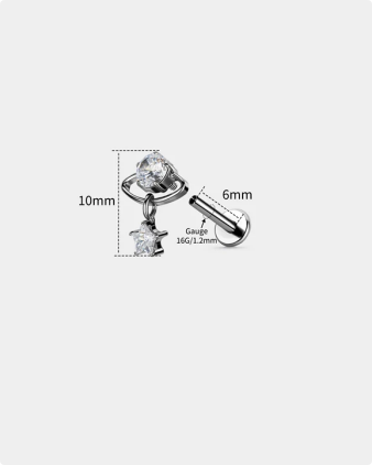 Planet & Star CZ Dangle Titanium Cartilage Stud