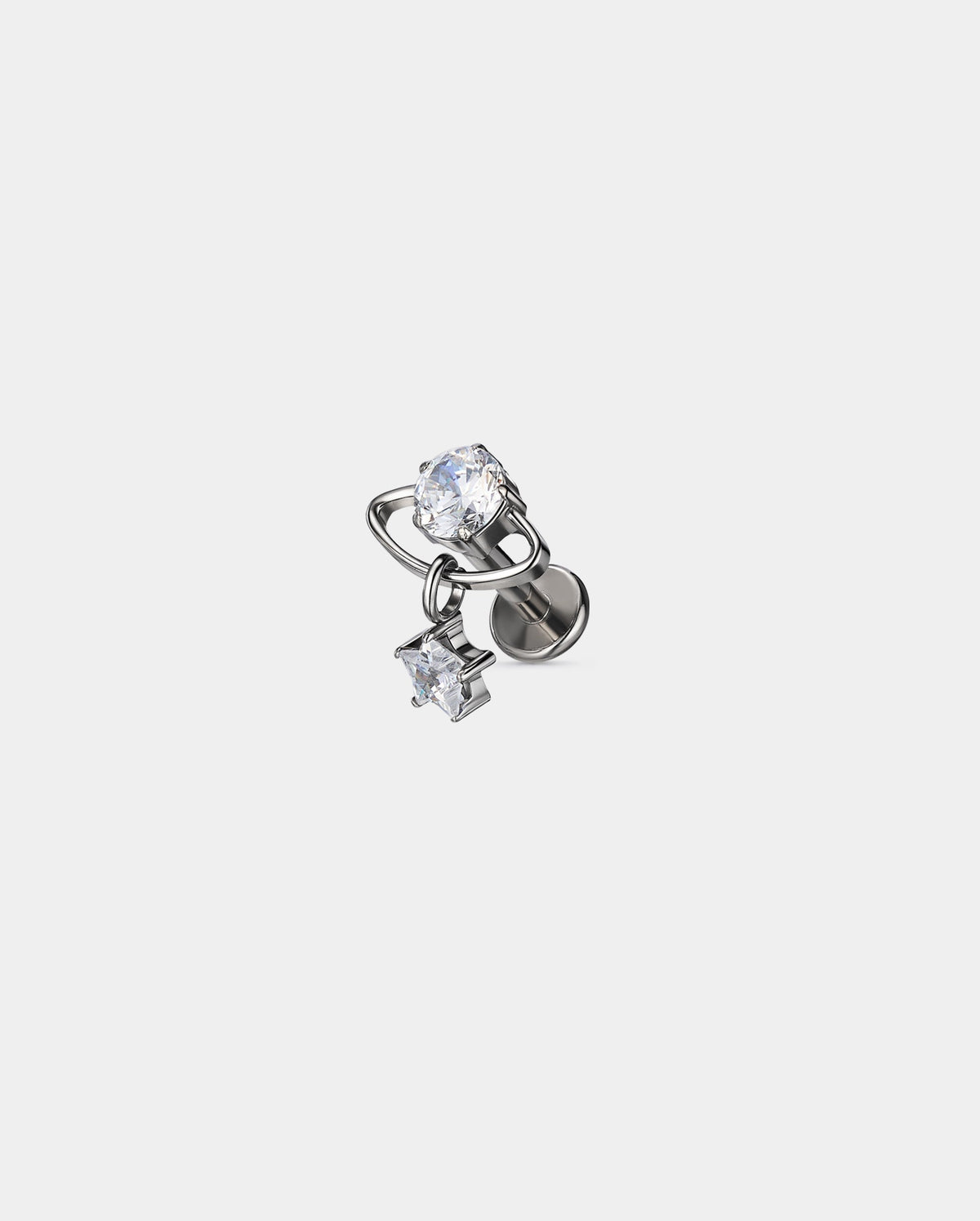 Planet & Star CZ Dangle Titanium Cartilage Stud