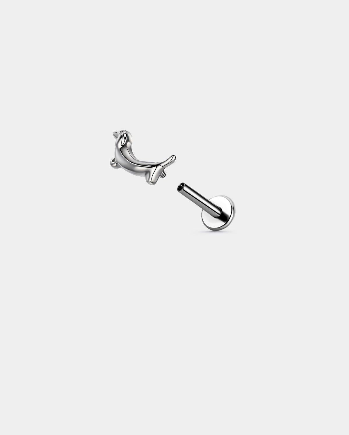 Dachshund Titanium Internally Threaded Cartilage Stud