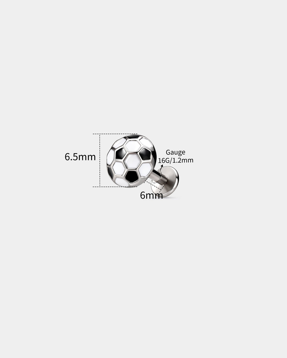 Soccer Ball Threadless Cartilage Stud