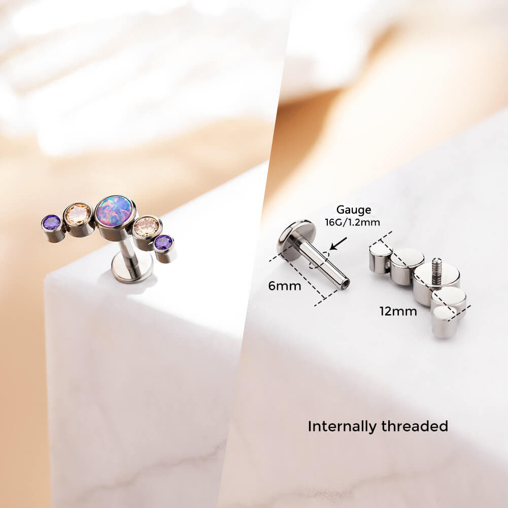 Multi-Color CZ Titanium Cartilage Stud