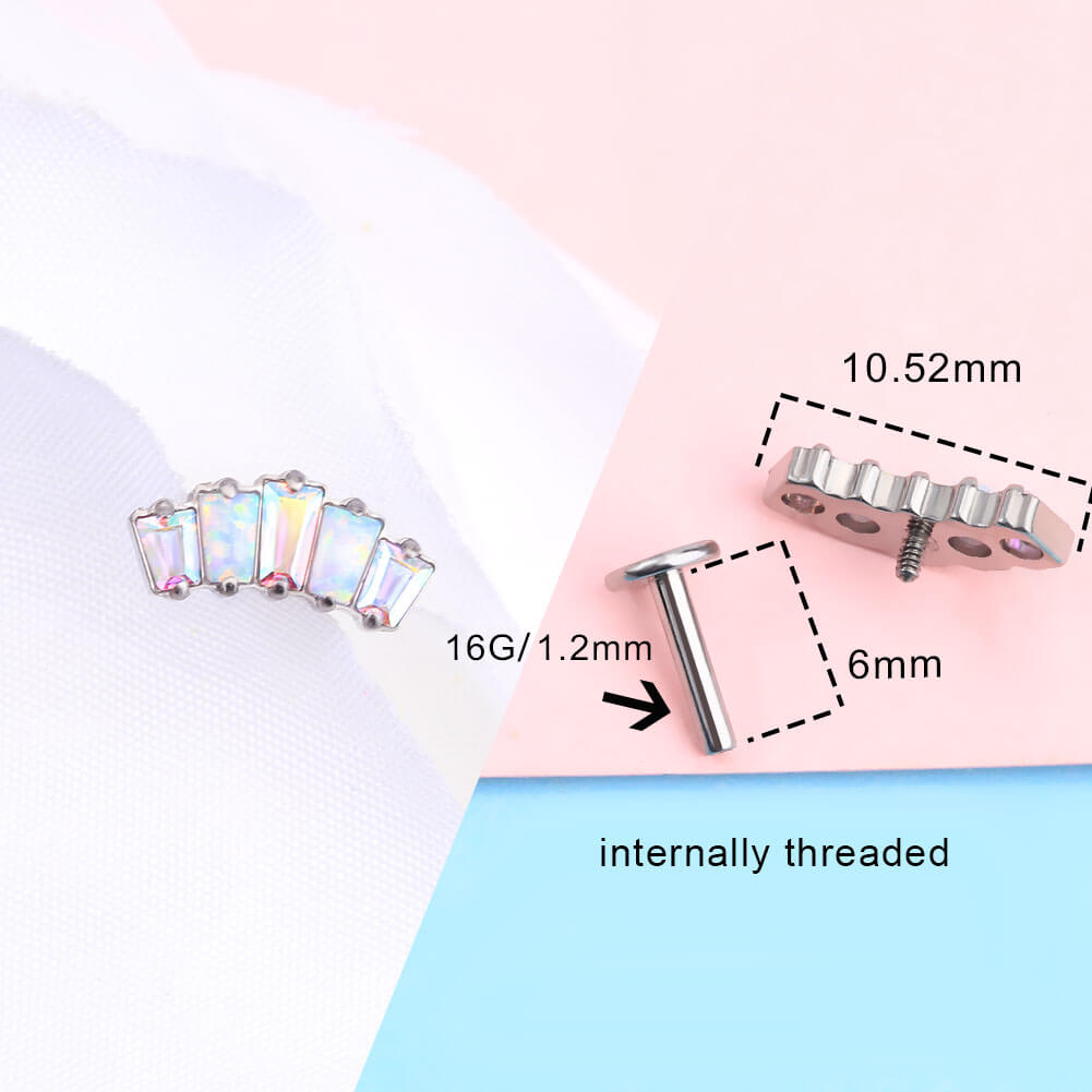 Synthetic Opal Ladybug Titanium Internally Threaded Cartilage Stud