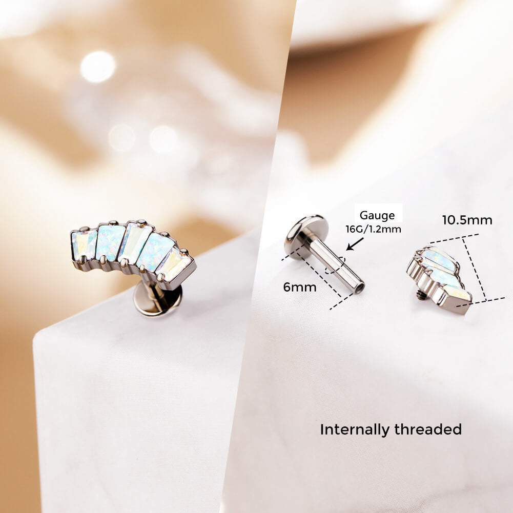 Crown CZ Internally Threaded Titanium Helix Stud