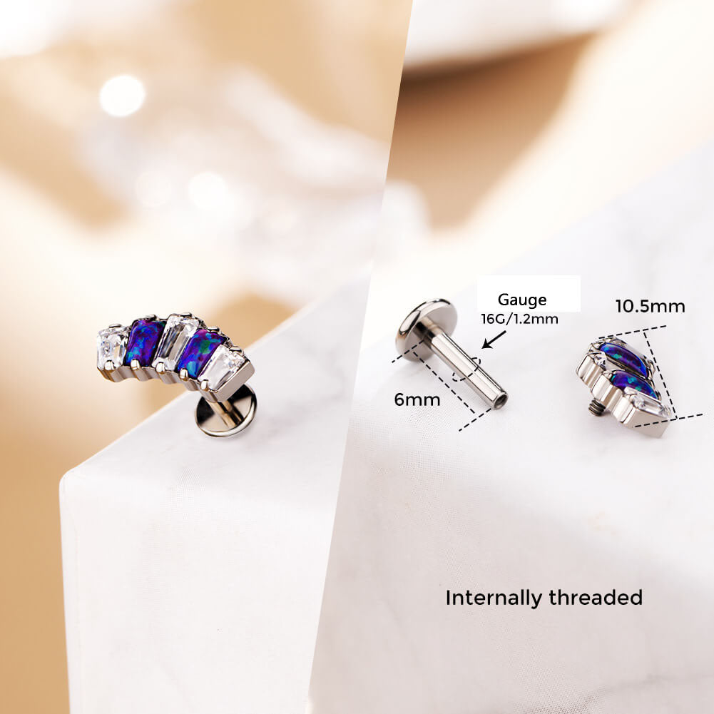 Crown CZ Internally Threaded Titanium Helix Stud