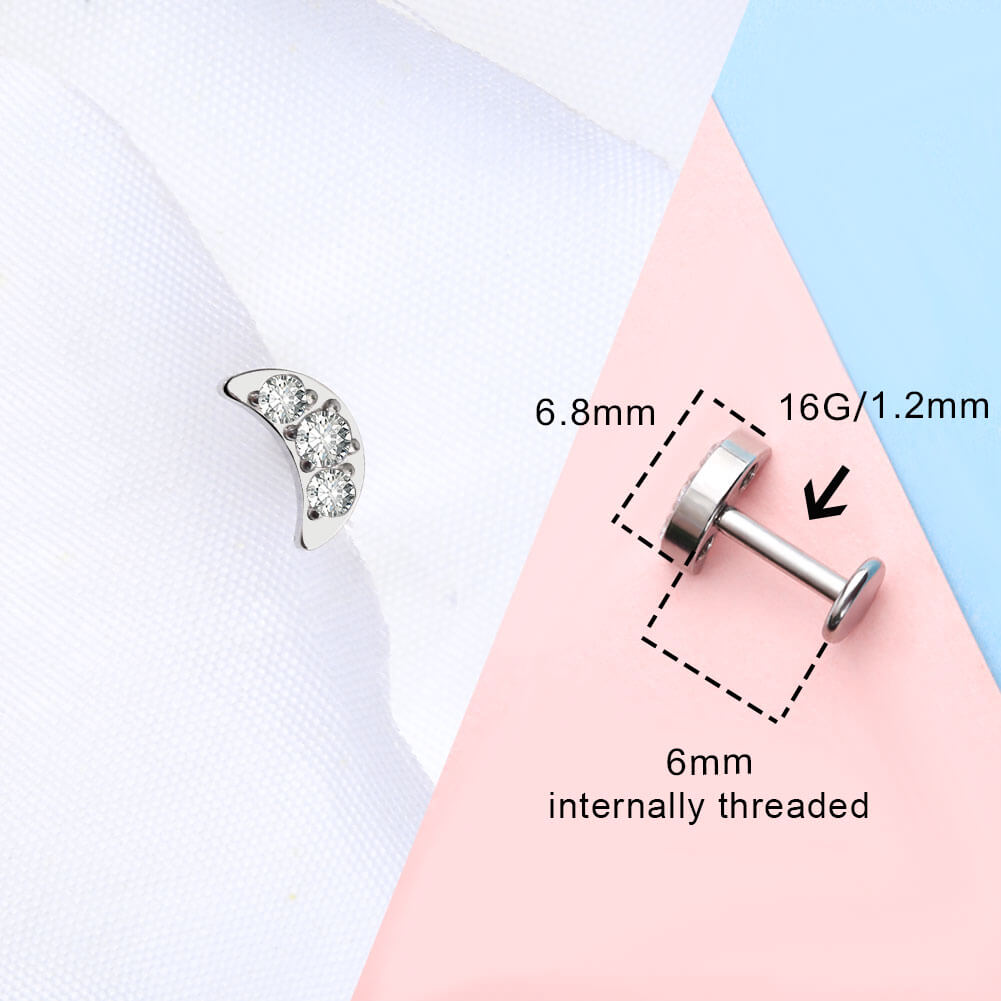 CZ Dot Titanium Cartilage Stud Set