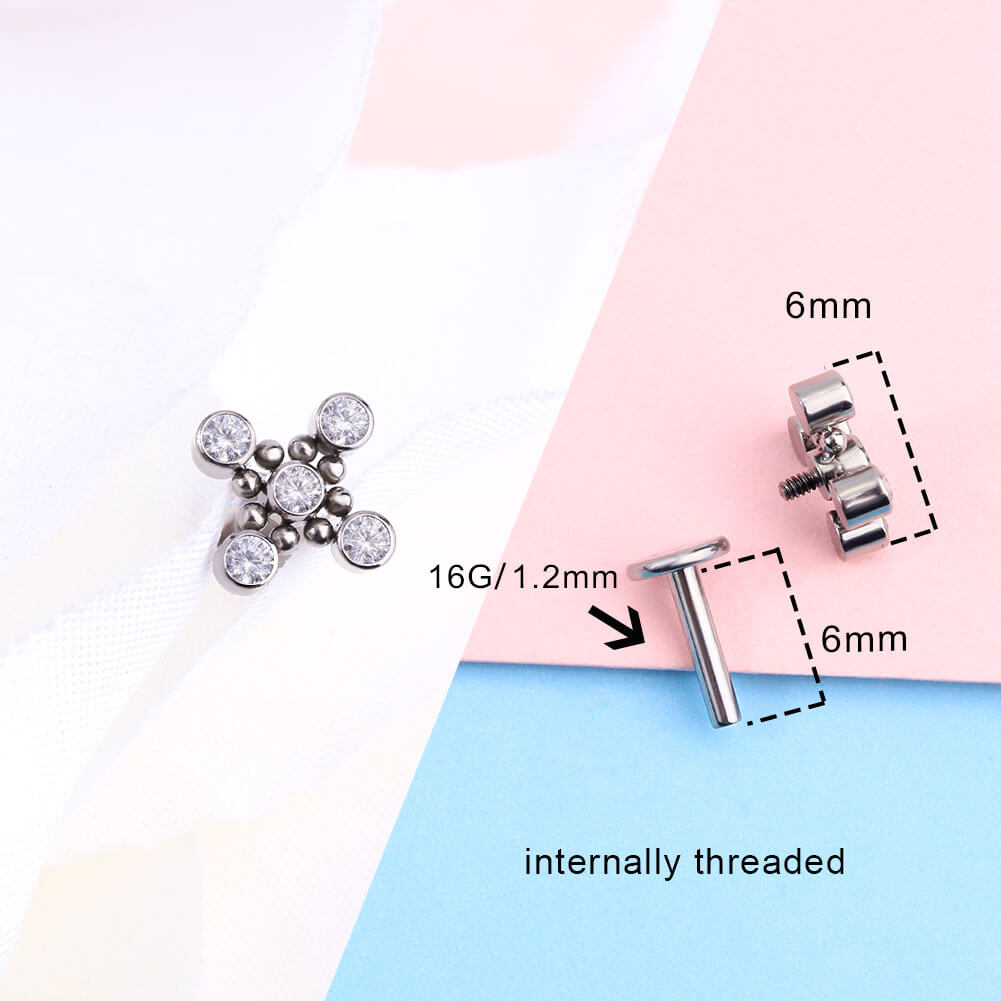 CZ Dot Titanium Cartilage Stud Set