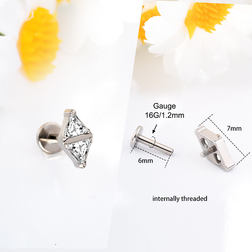 CZ Spike Internally Threaded Titanium Cartilage Stud