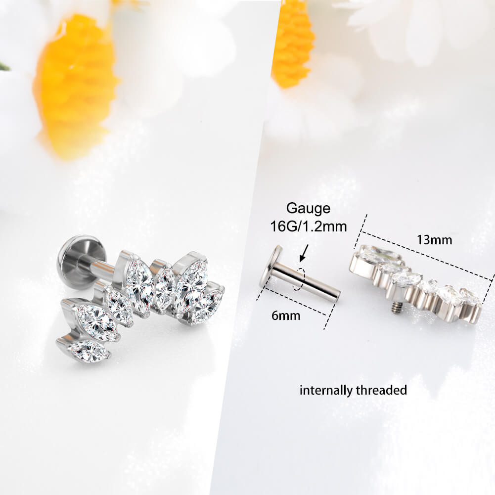 CZ Spike Internally Threaded Titanium Cartilage Stud