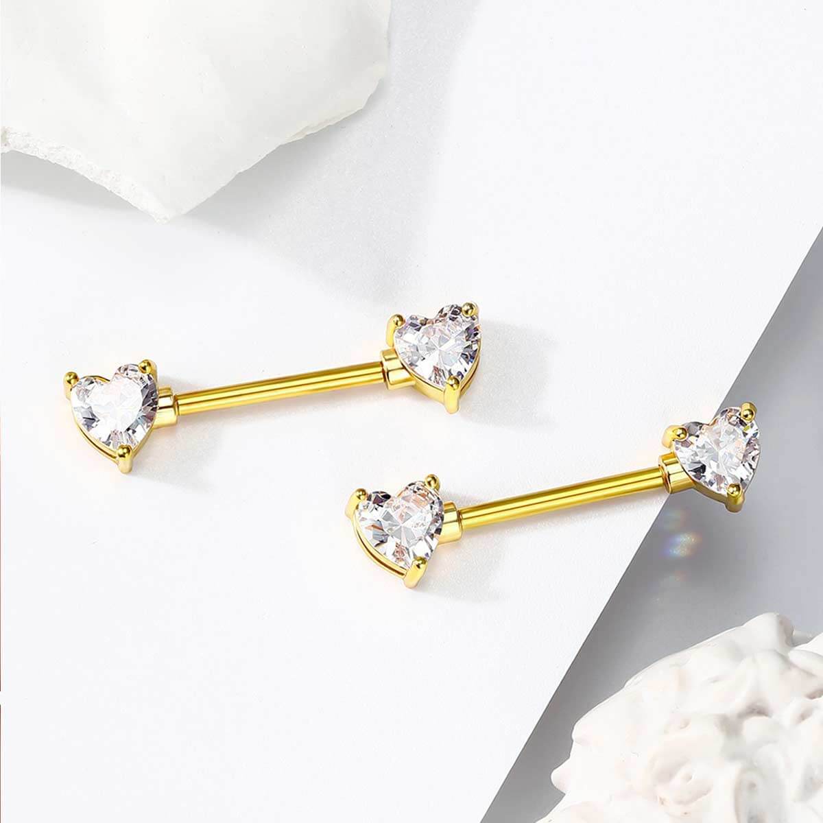 Heart  CZ Titanium Nipple Jewelry