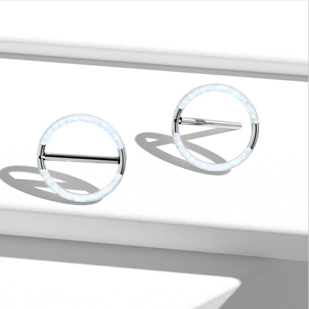 Synthetic Opal Titanium Clicker Nipple Shield Pair