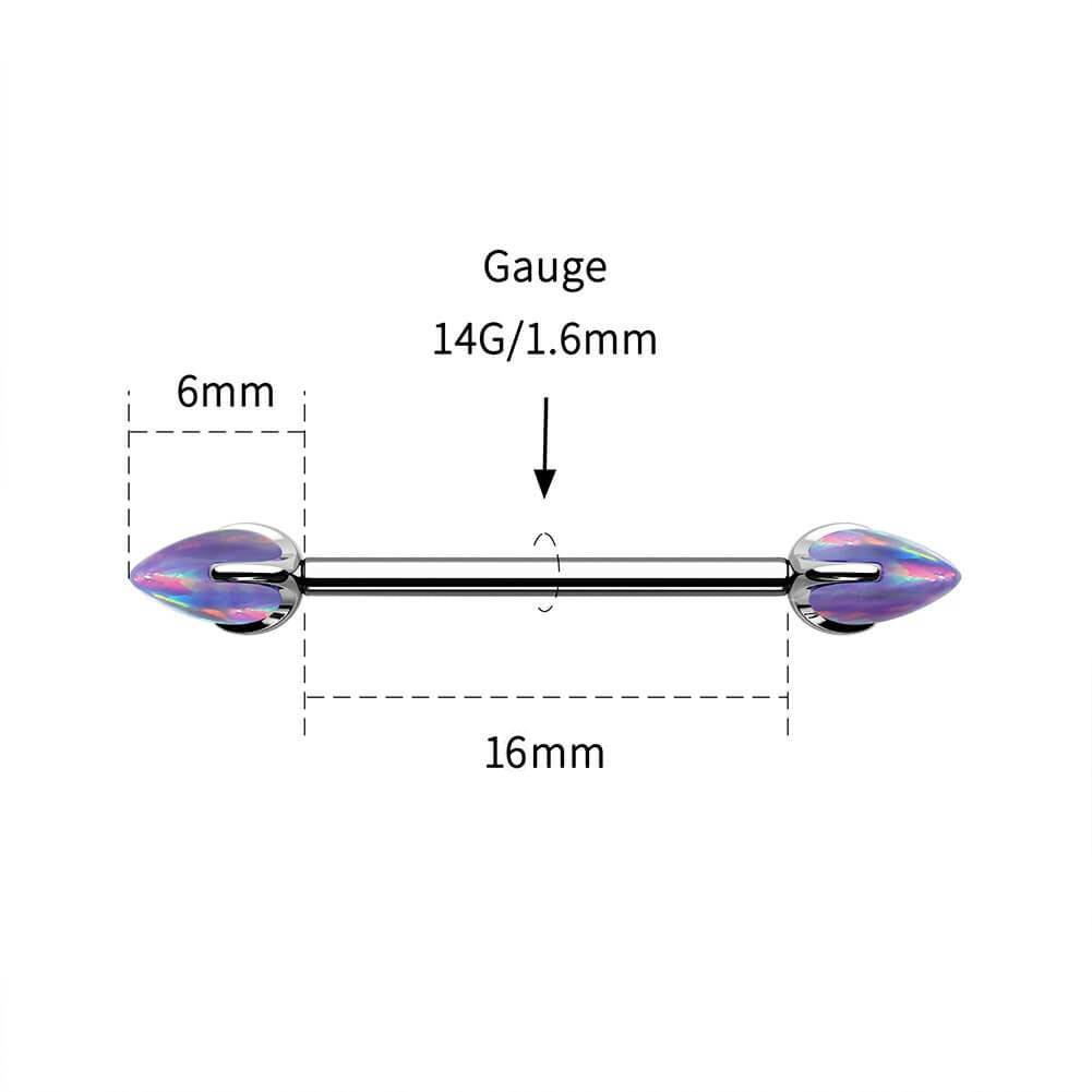 Internally Threaded Synthetic Opal Titanium Nipple Ring Pair