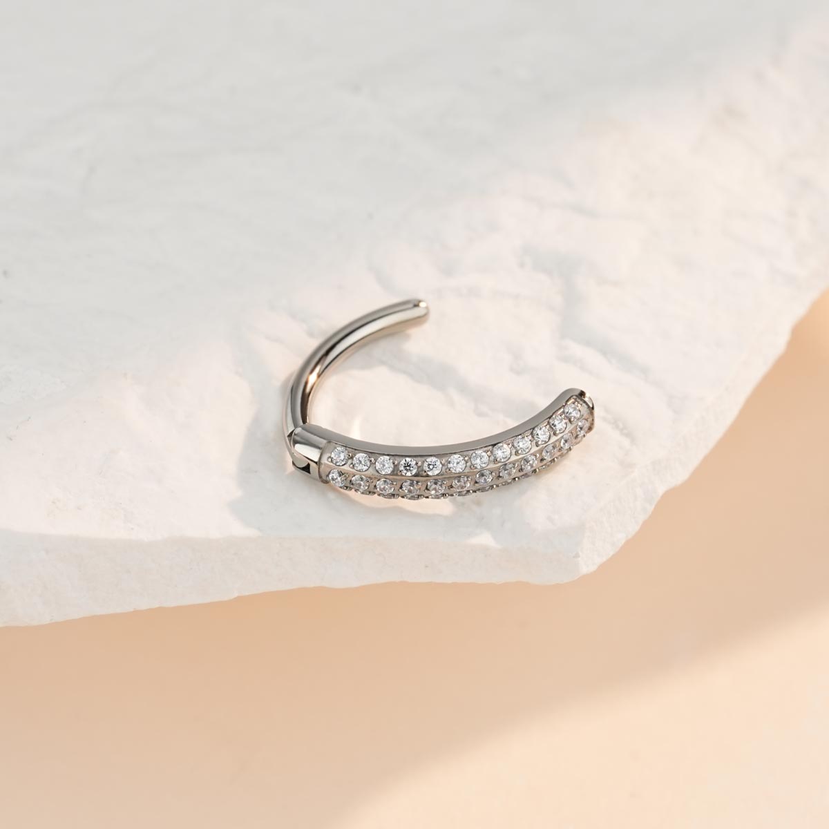 Sparkling CZ Clicker Titanium Belly Ring