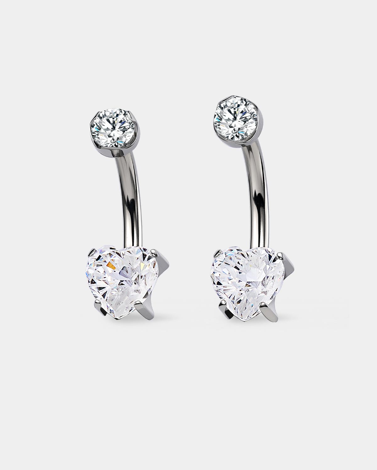 Heart Firework Cut CZ Titanium Belly Ring