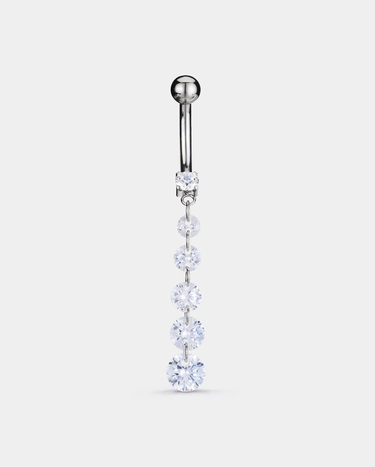 Clear CZ Dangle Titanium Belly Button Ring