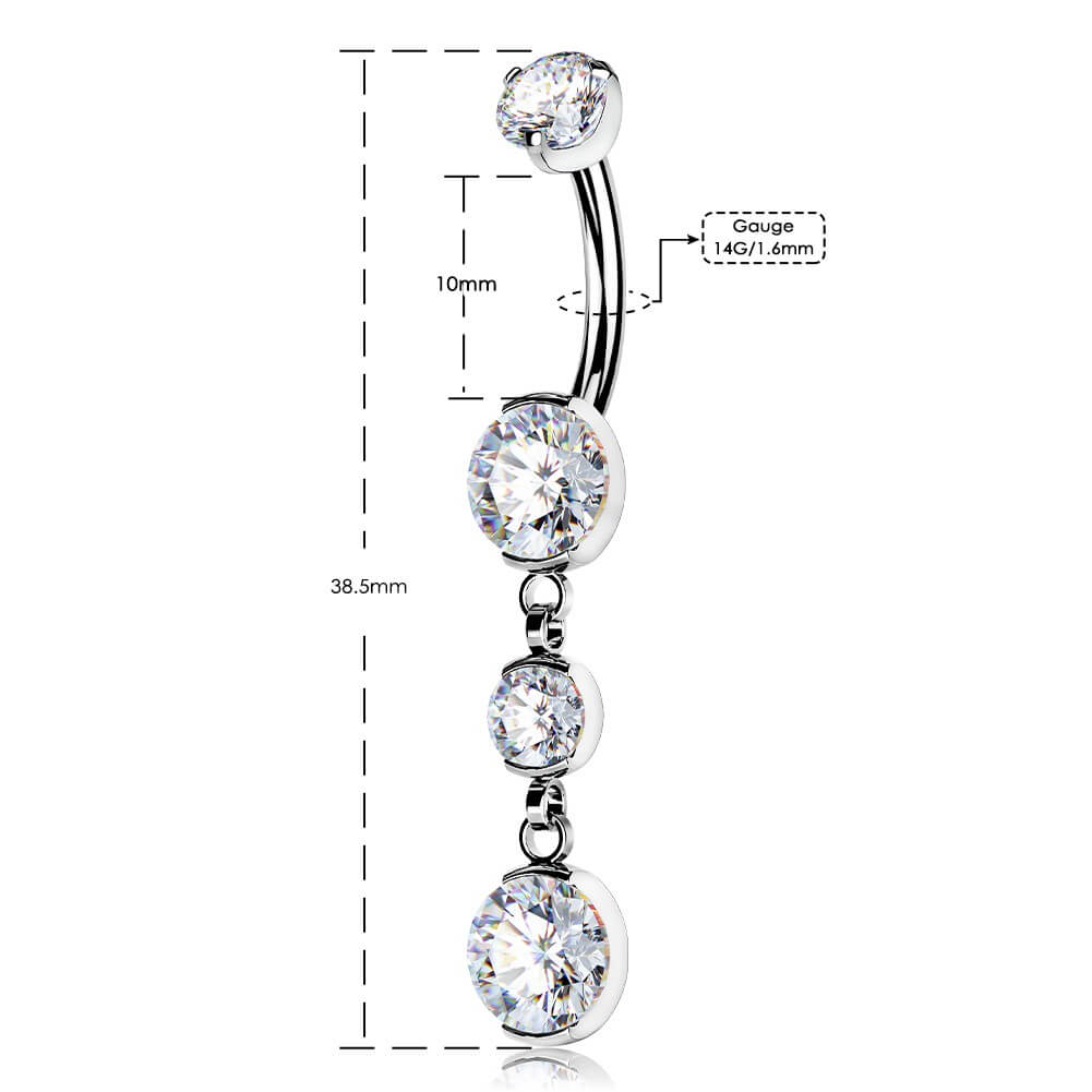 CZ Dangle Titanium Belly Ring