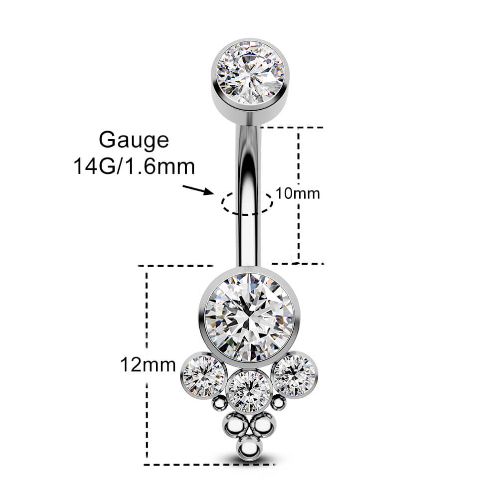CZ Internally Threaded Titanium Belly Ring
