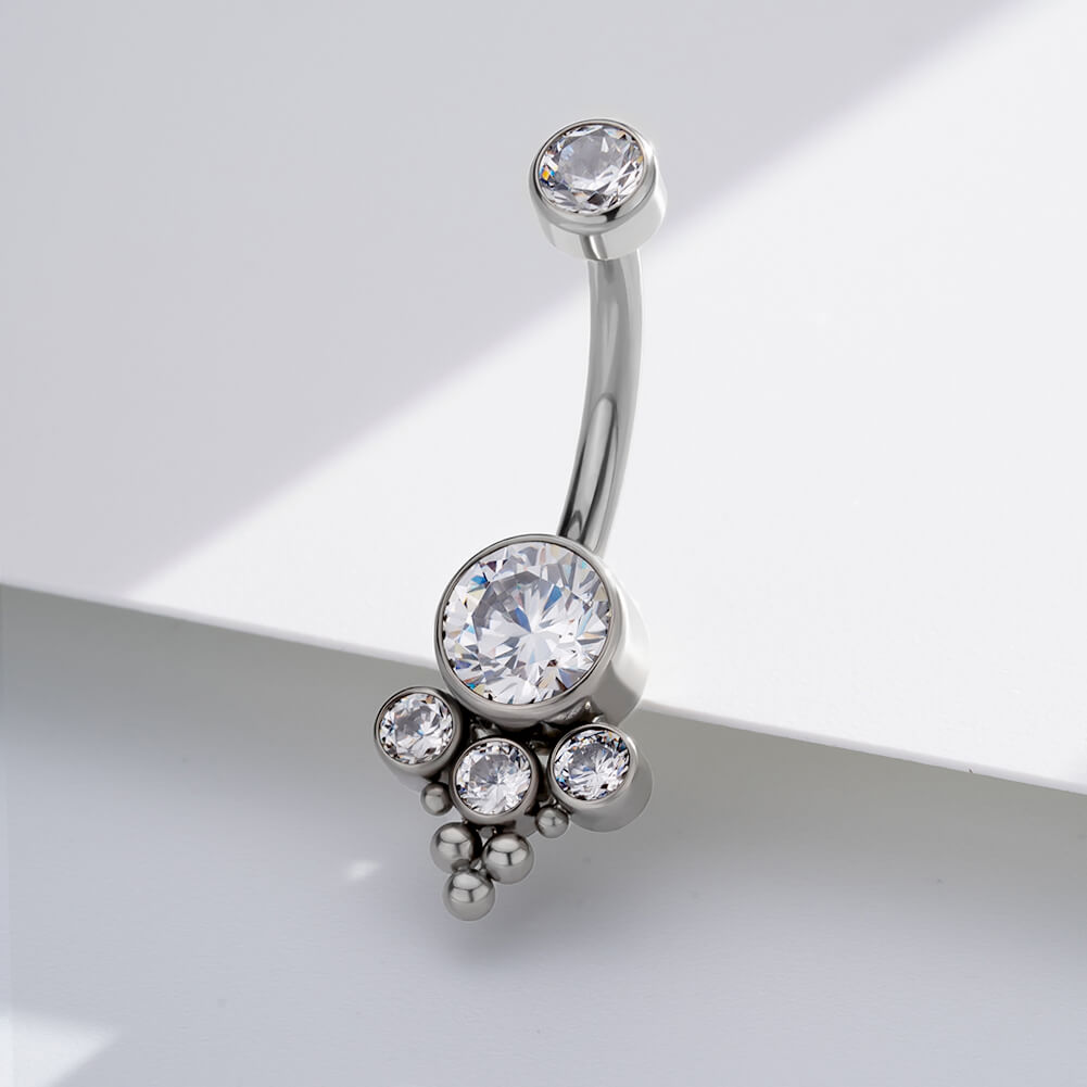 CZ Internally Threaded Titanium Belly Ring