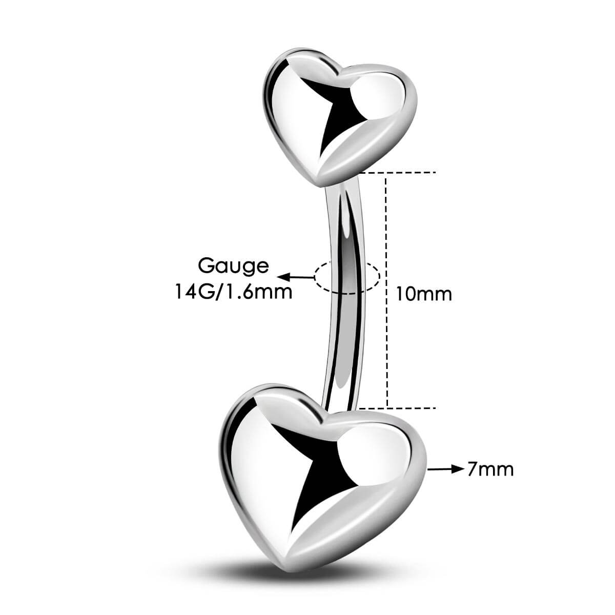 Heart Internally Threaded Titanium Belly Ring