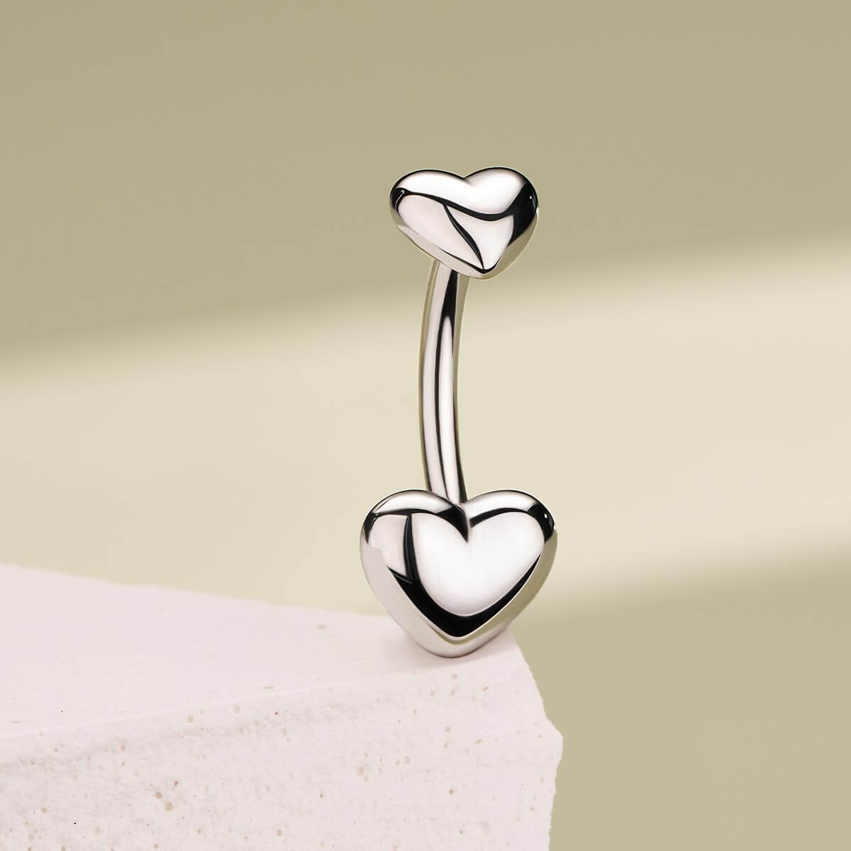 Heart Internally Threaded Titanium Belly Ring