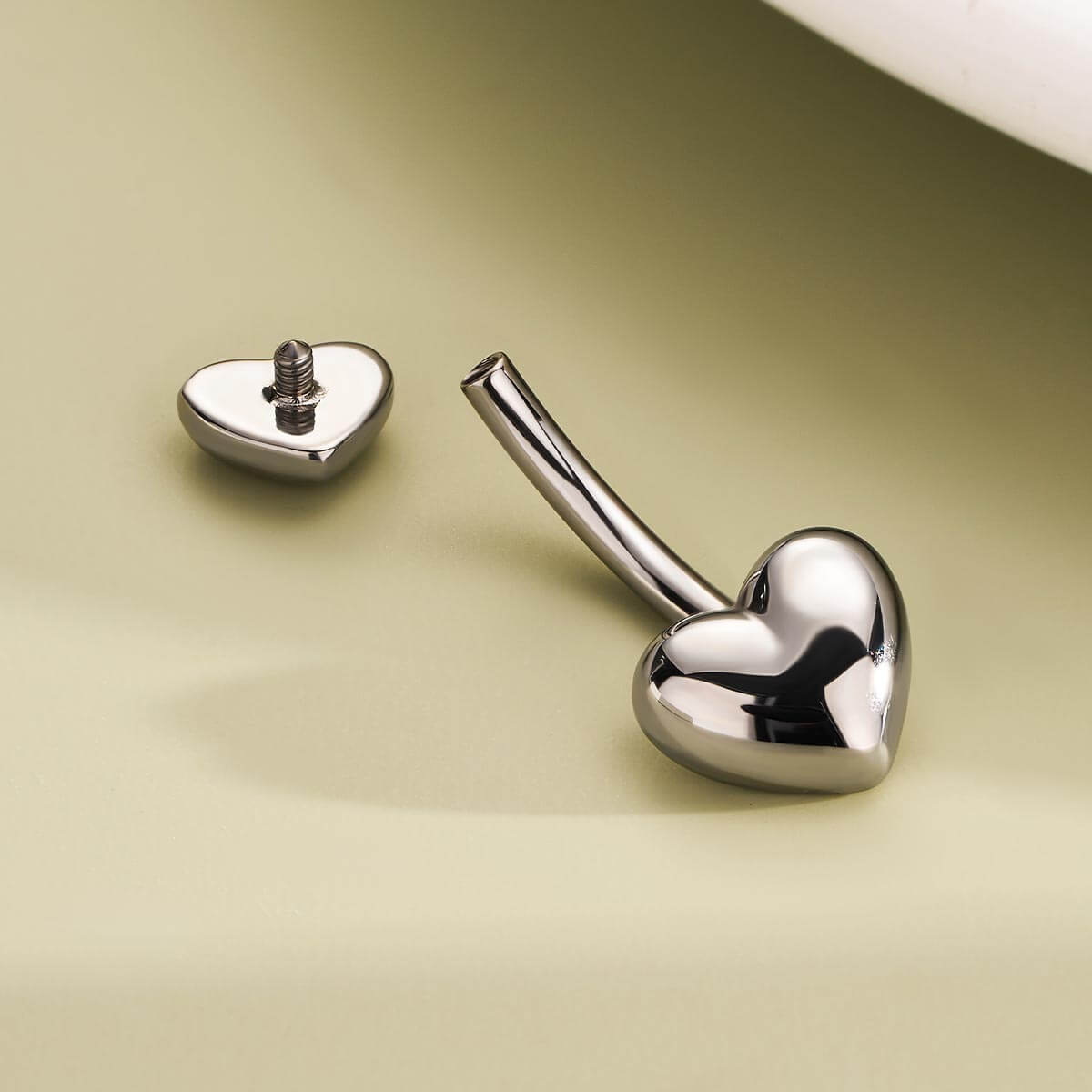Heart Internally Threaded Titanium Belly Ring
