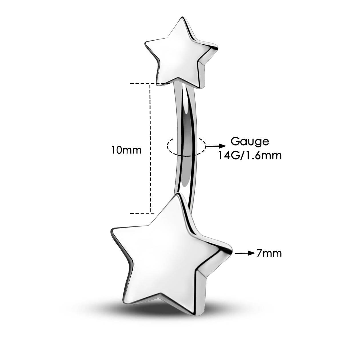 Star Internally Threaded Titanium Belly Ring