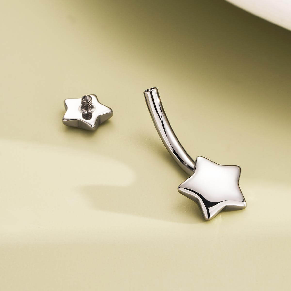 Star Internally Threaded Titanium Belly Ring