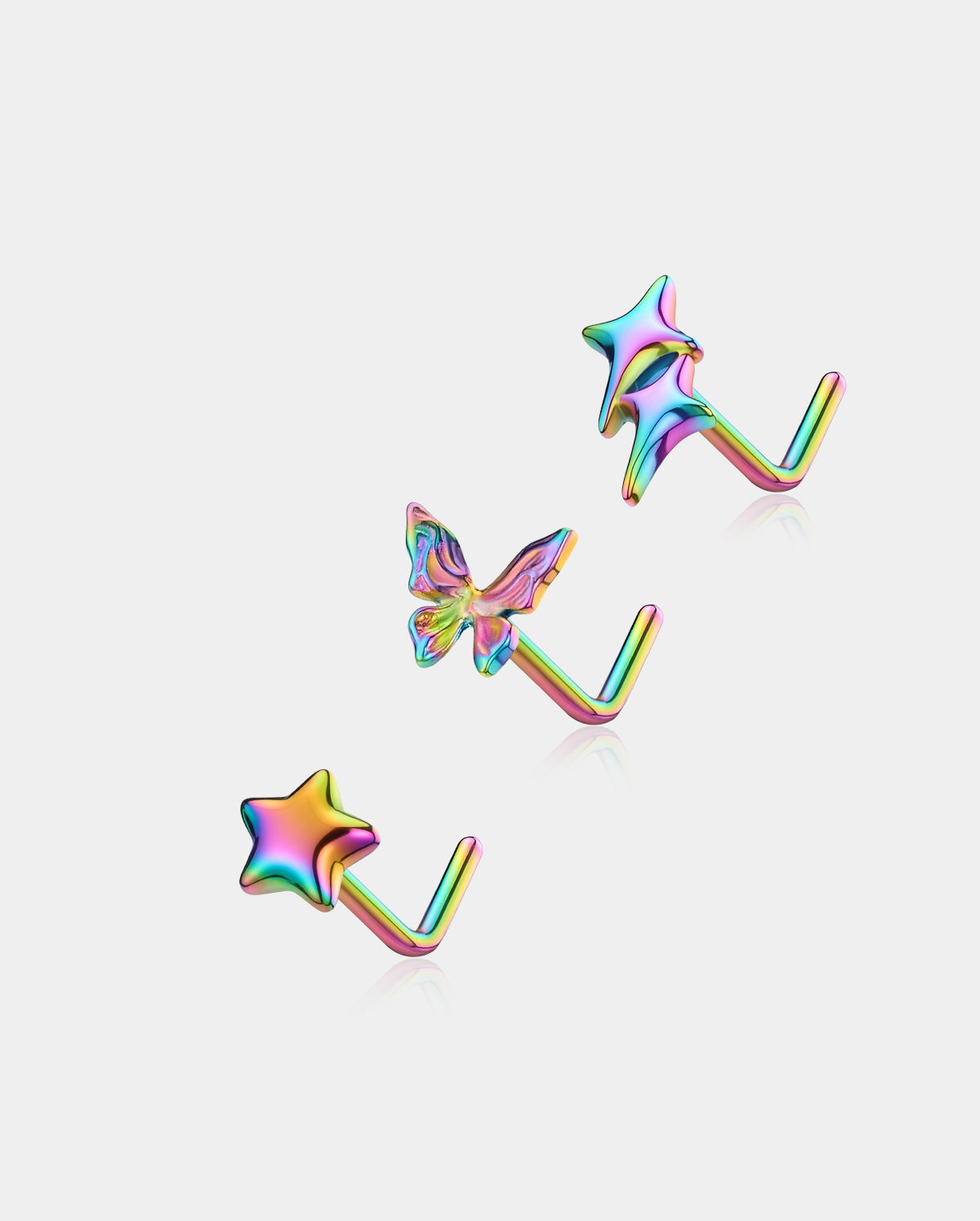 3PCS Titanium Butterfly/Star Nose Studs Set