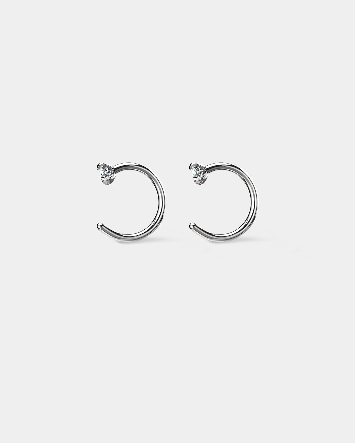 18G 2PCS Titanium CZ Half Hoop Nose Studs