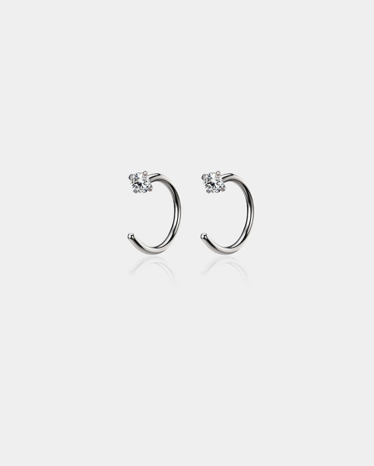 18G 2PCS Titanium CZ Half Hoop Nose Studs