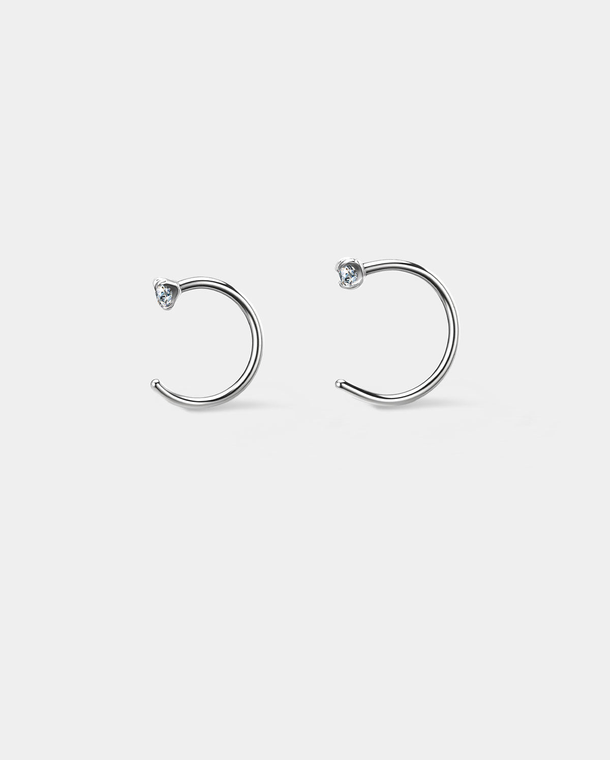 20G 2PCS Titanium CZ Half Hoop Nose Ring