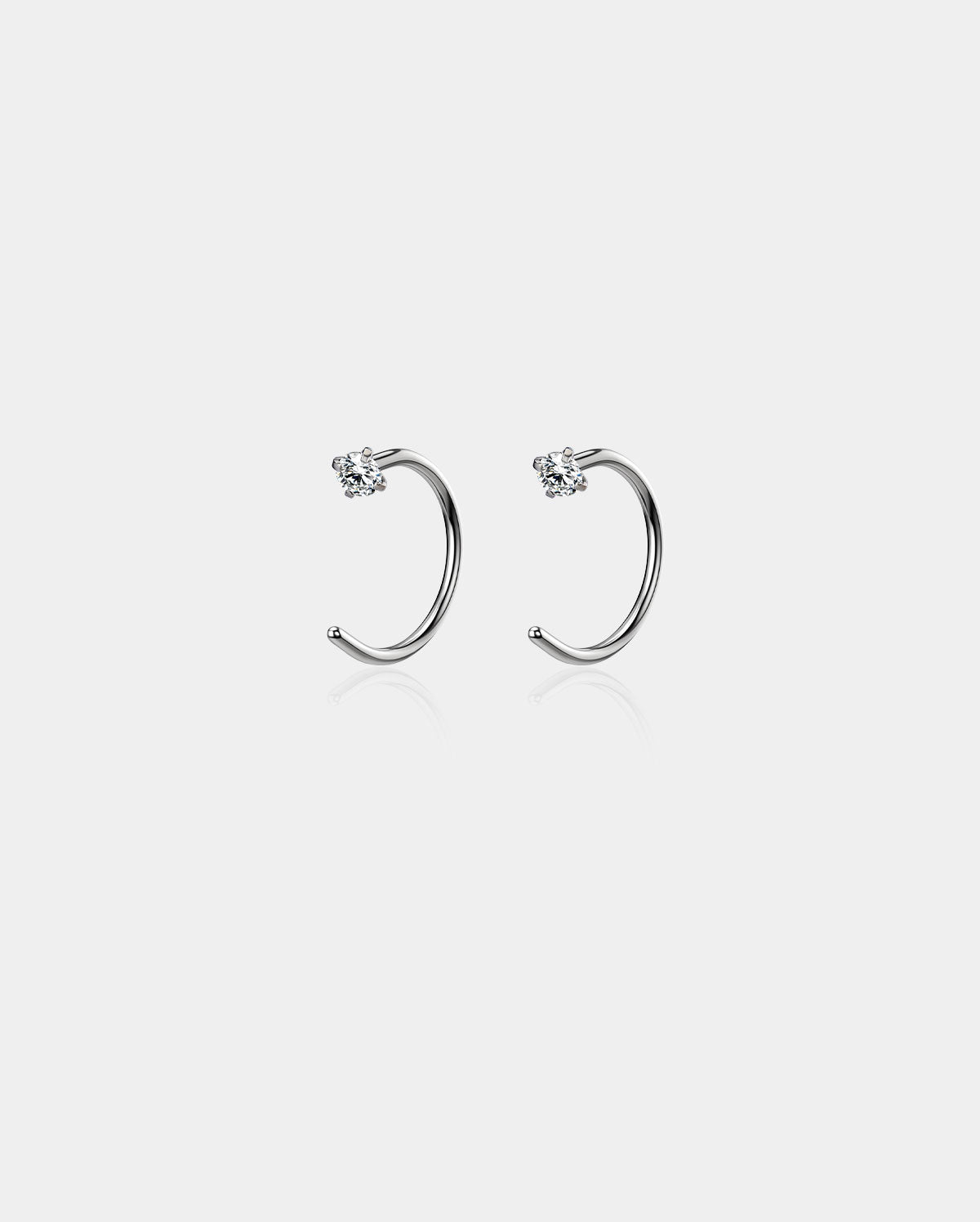 20G 2PCS Titanium CZ Half Hoop Nose Ring