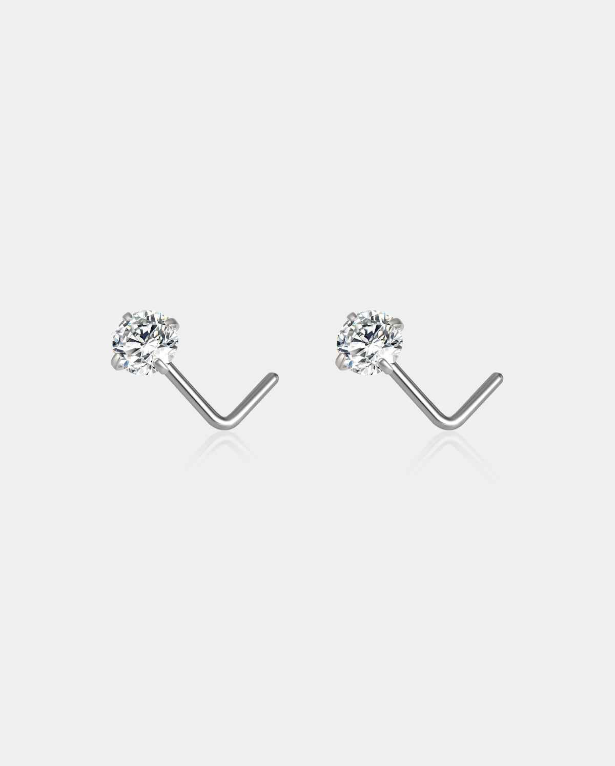 2PCS Titanium Round CZ Nose Studs