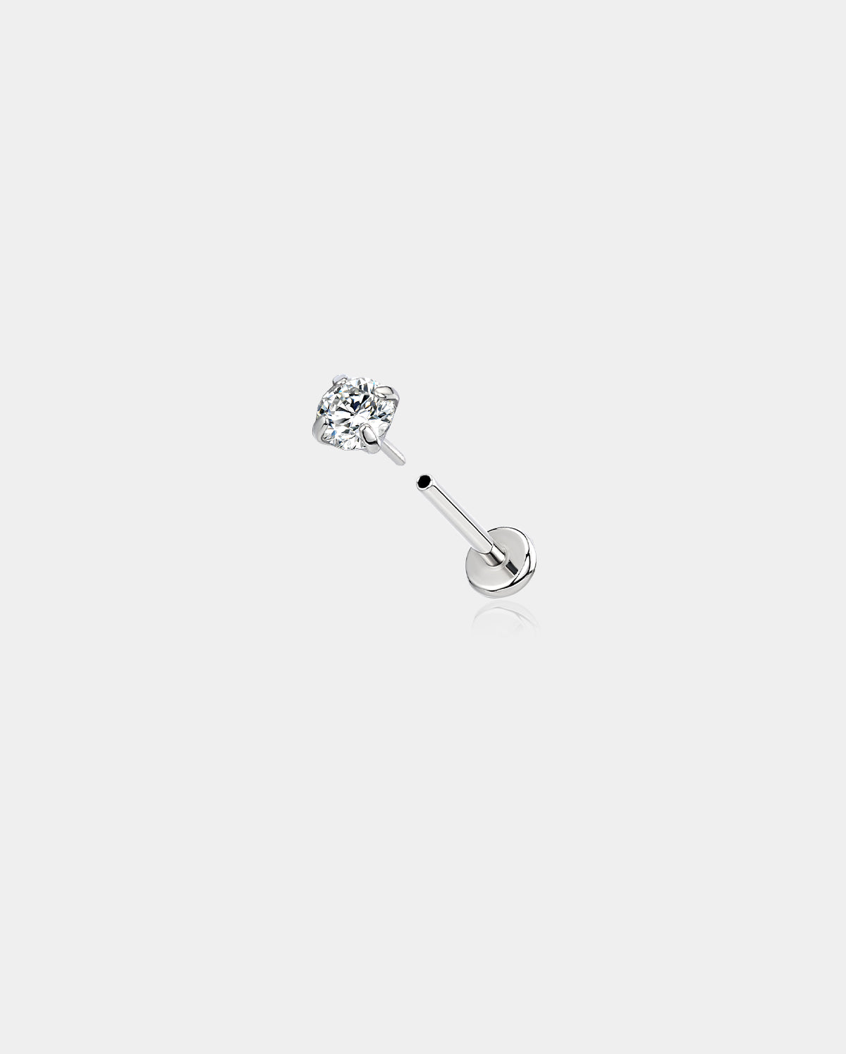 Round CZ Titanium Threadless Nose Stud