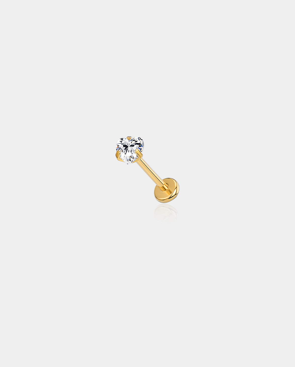 Heart CZ Titanium Threadless Nose Stud