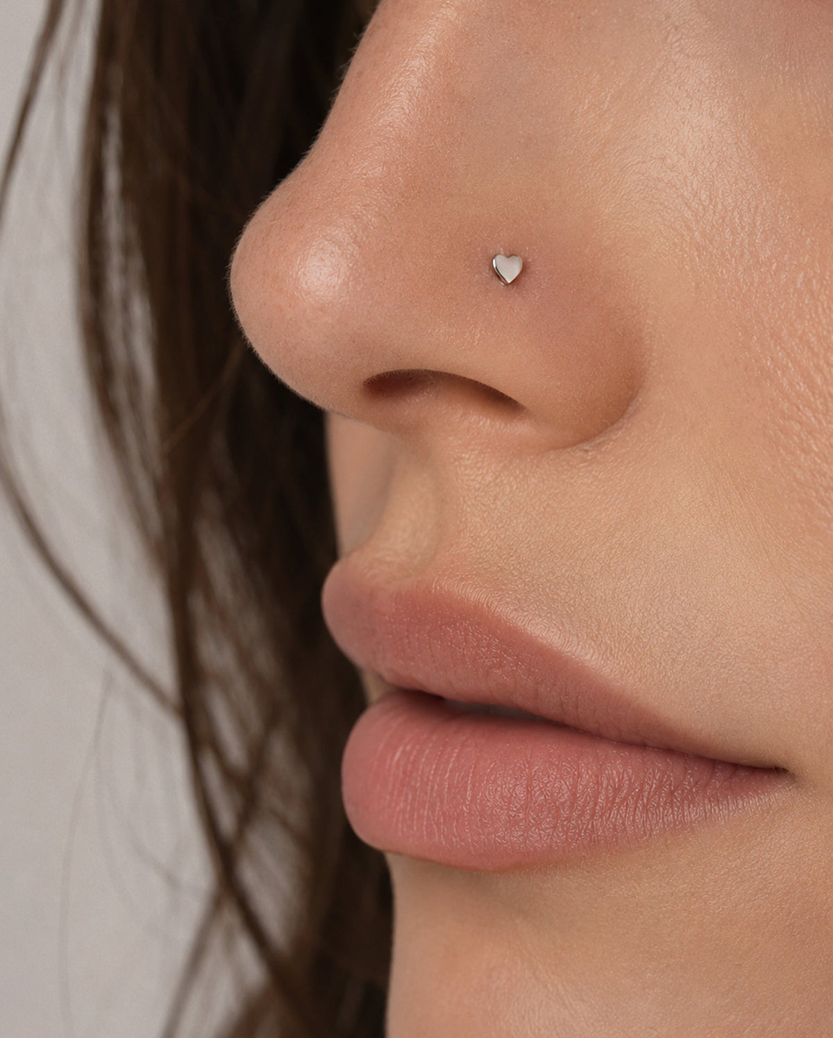 3PCS CZ & Flat Heart Titanium Nose Stud