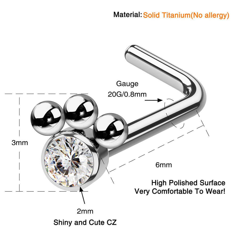 Pup Paw L-shaped Titanium Nose Stud