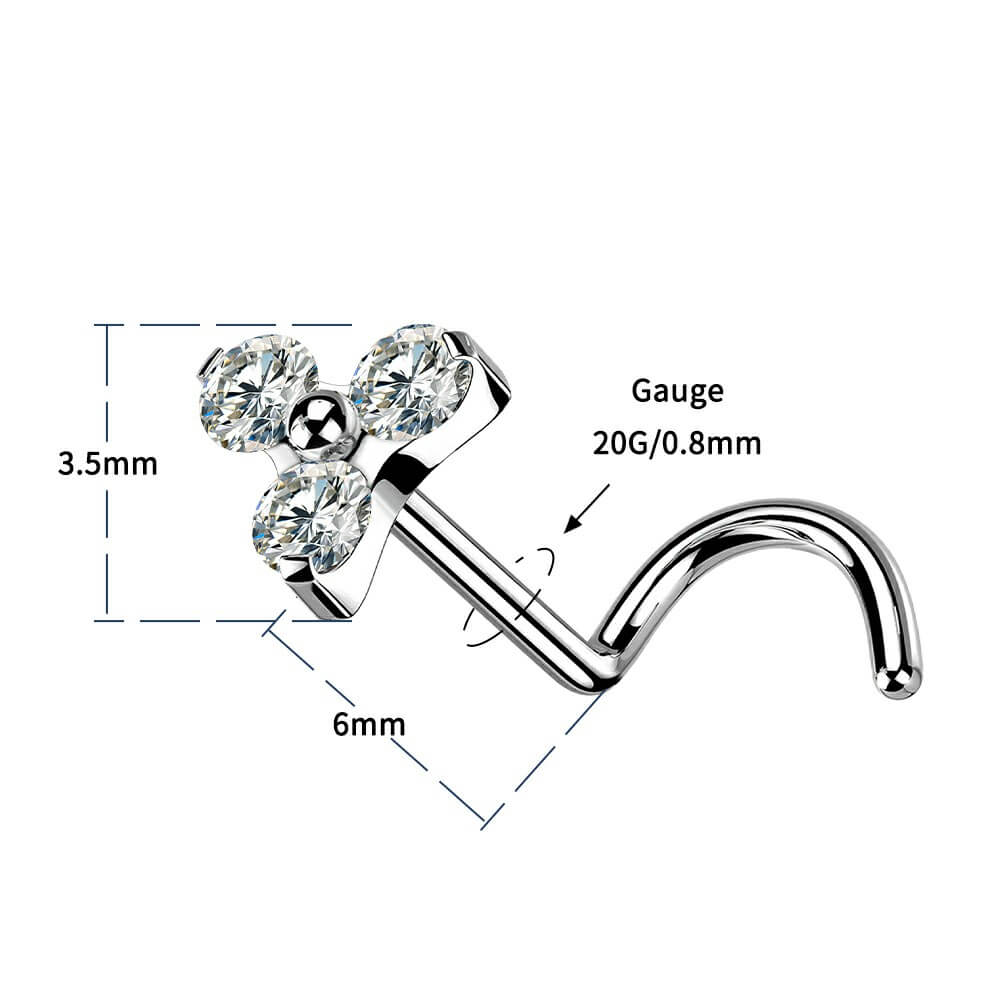 Three Synthetic Opal Titanium Threadless Nose Stud