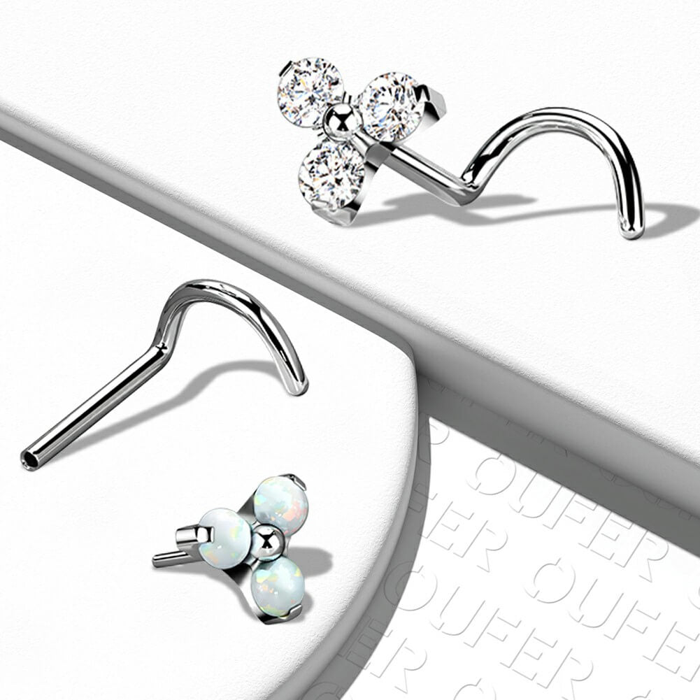 Three Synthetic Opal Titanium Threadless Nose Stud