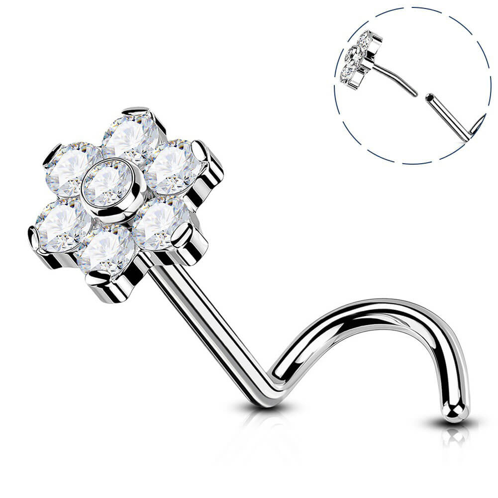 Flower Threadless Titanium Nose Stud