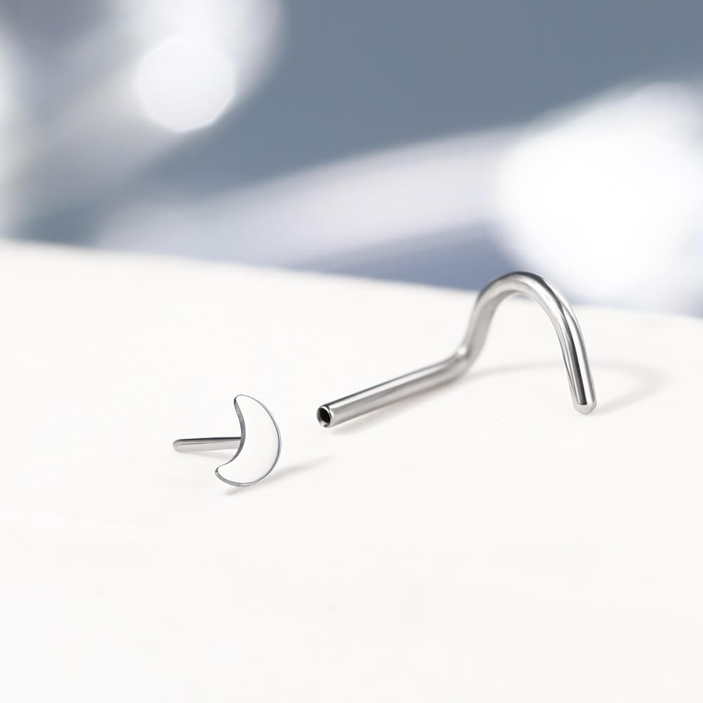Moon Threadless Titanium Nose Screw Stud