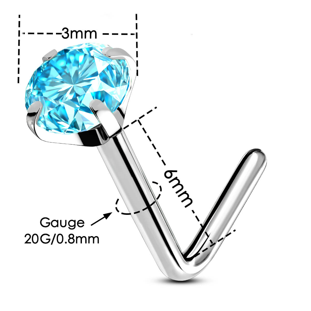 Vibrant CZ Titanium Nose Stud