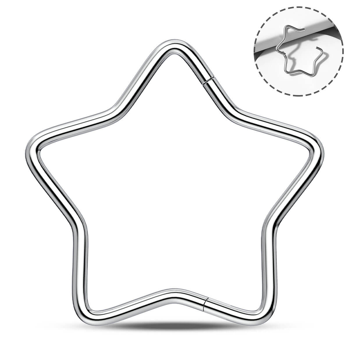 Titanium Star Hinged Segment Nose Ring