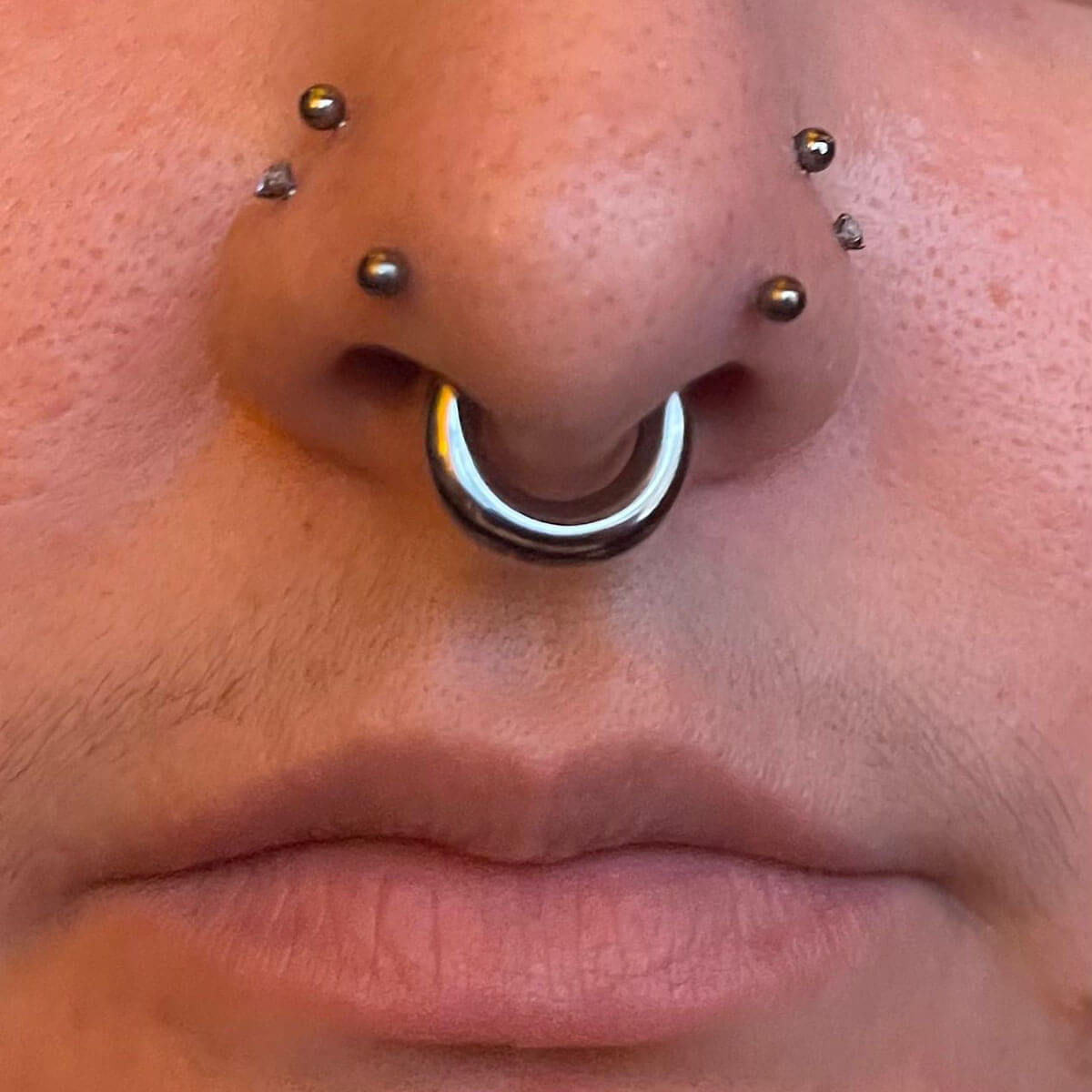 Paula's Design Silver Aura Titanium False Stretched Thick Septum Ring