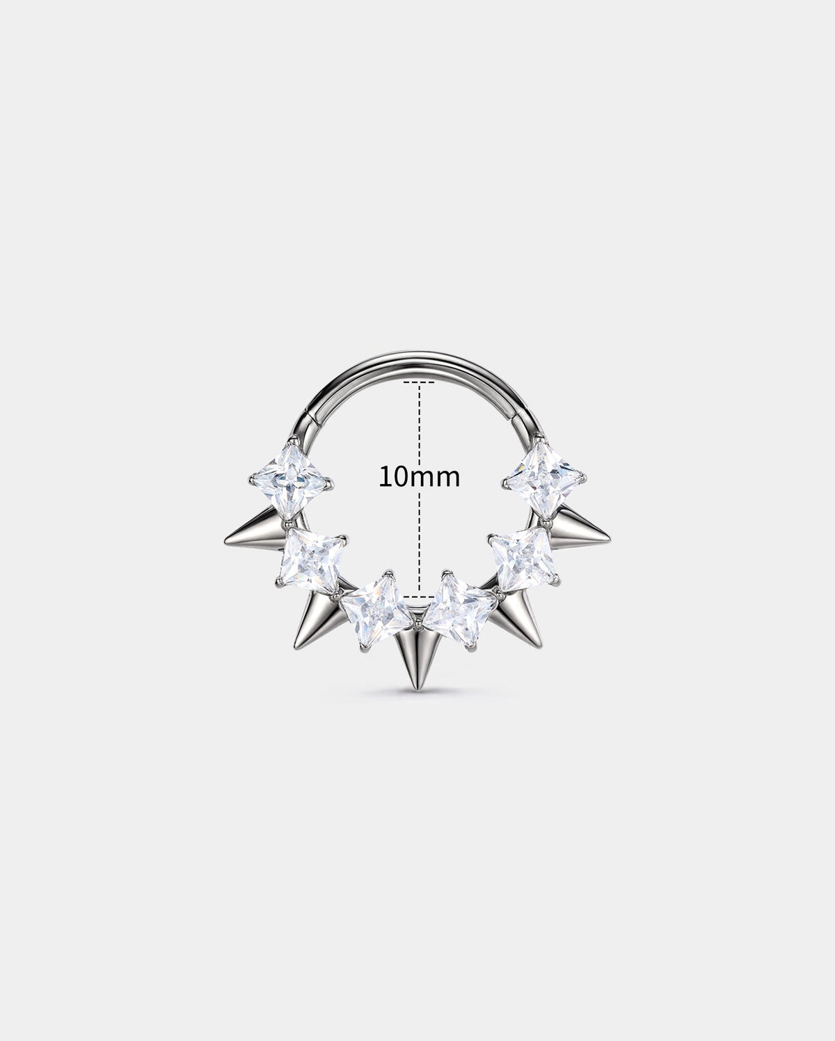 Spike CZ Cluster Titanium Septum Ring