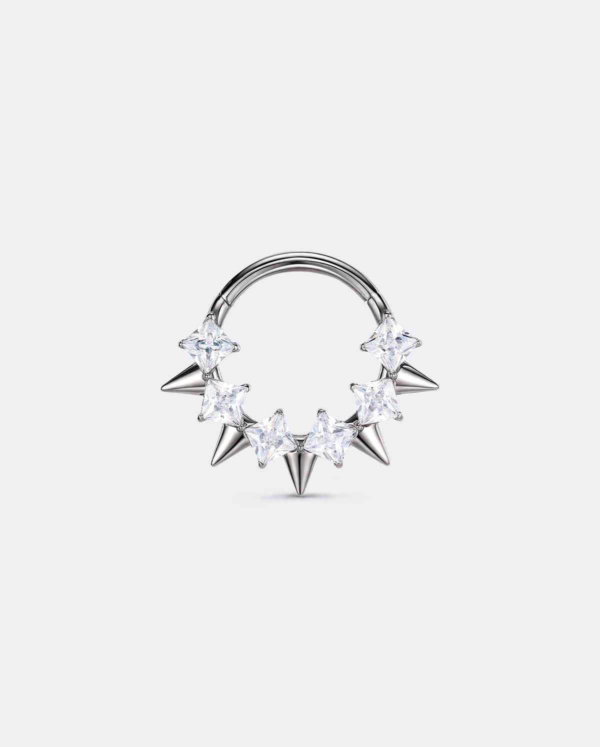 Spike CZ Cluster Titanium Septum Ring