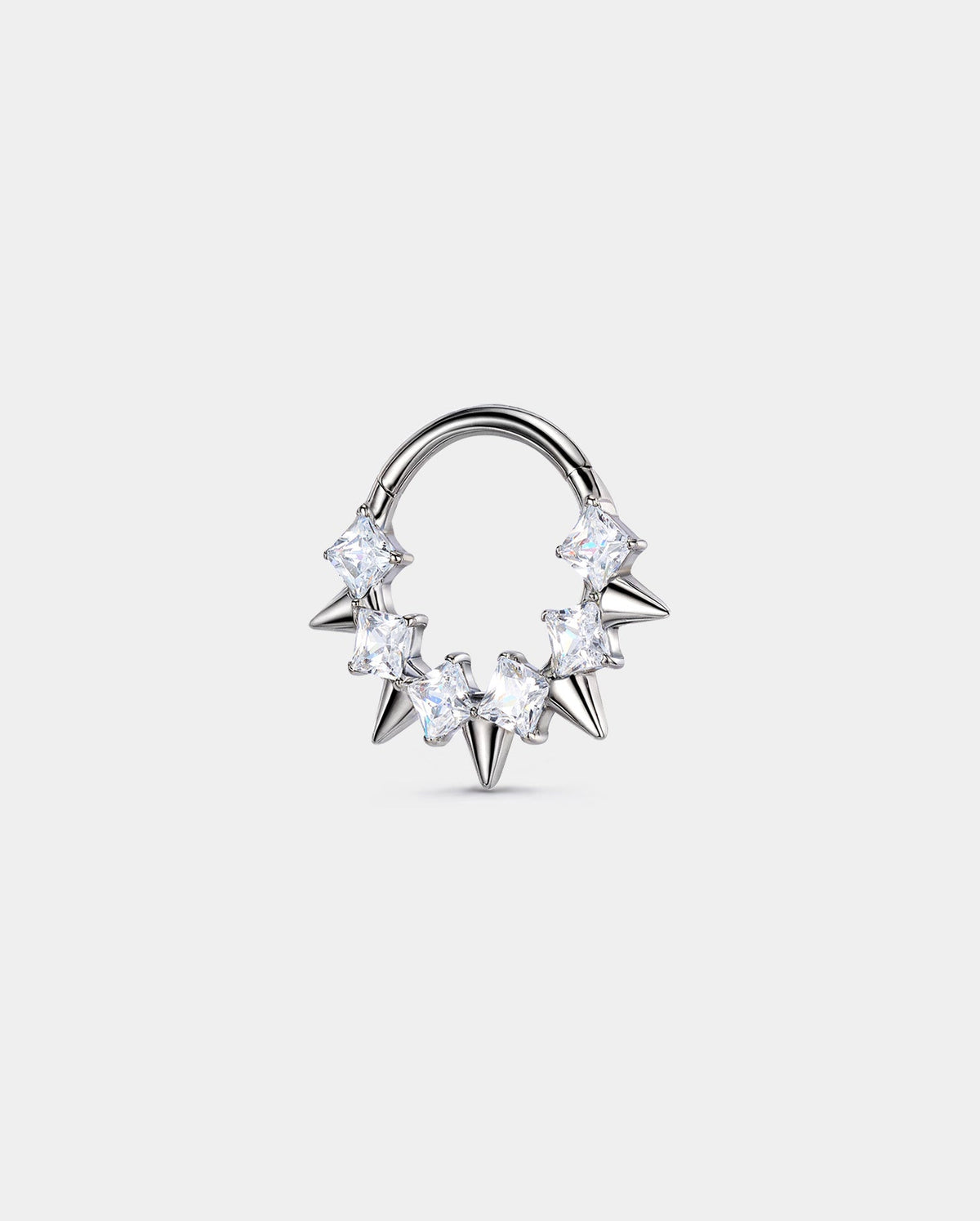 Spike CZ Cluster Titanium Septum Ring
