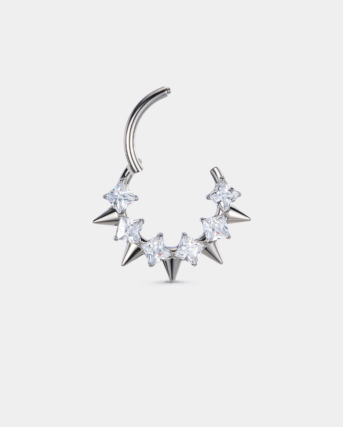 Spike CZ Cluster Titanium Septum Ring