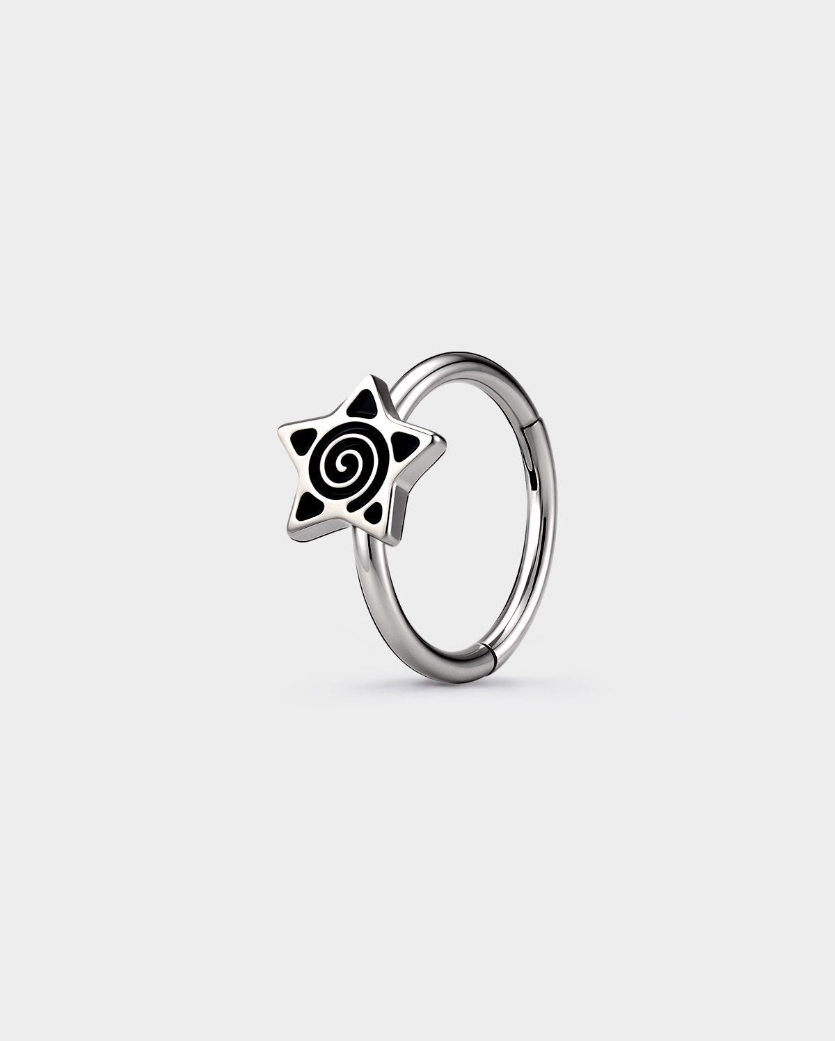 Oxidized Spiral Star Titanium Nose Ring
