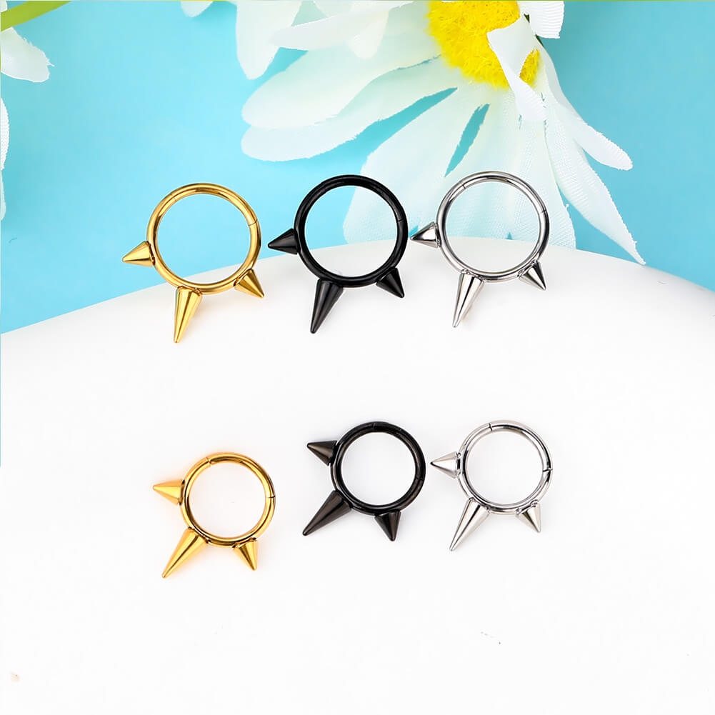 Punk Triple Spikes Septum Clicker Ring